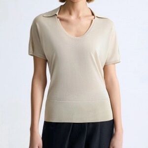 COS Cream Short Sleeve Women's Top - Small